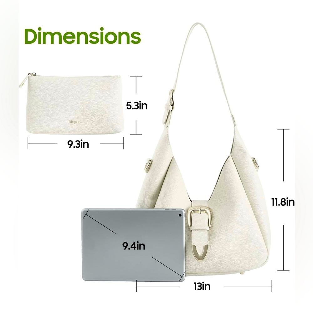 Off white hobo bag with gold buckle & pouch - Never used! - Picture 4 of 5